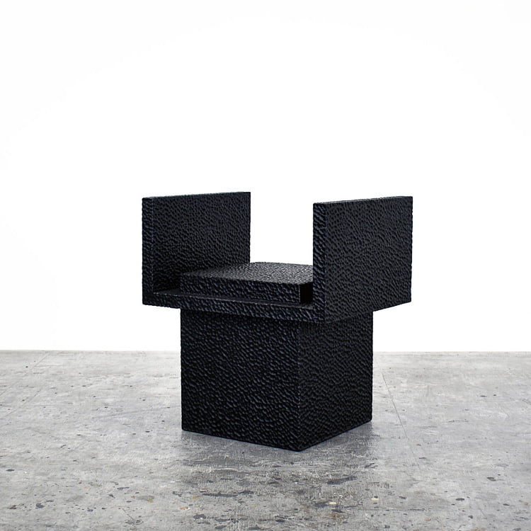 C4 Chair in carved, blackened maple by John Eric Byers for RUNE, New York.